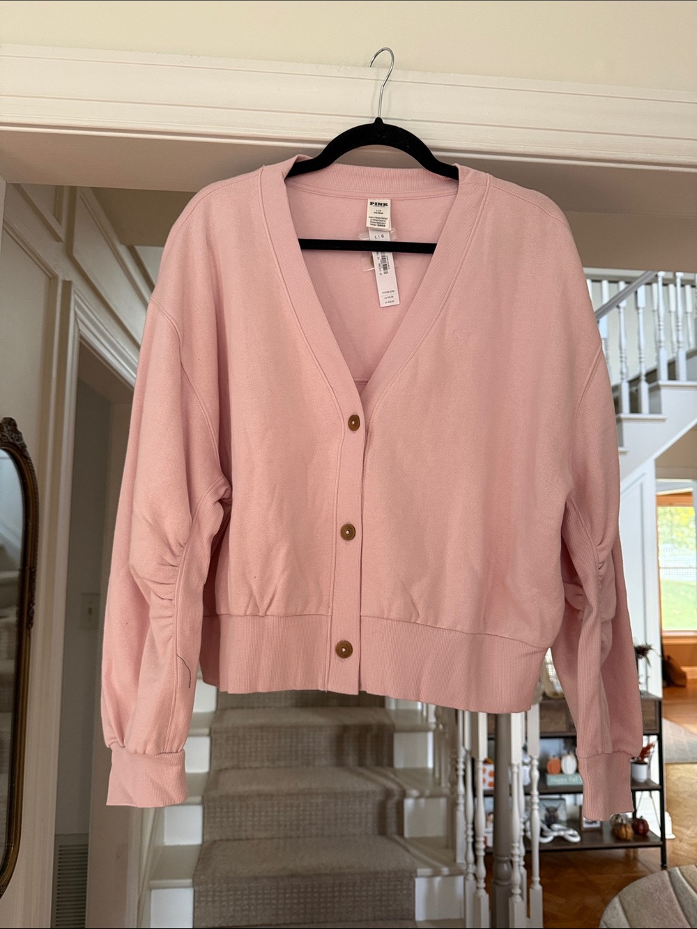 NWT PINK Victoriaβs Secret Ivy Fleece Cropped Cardigan